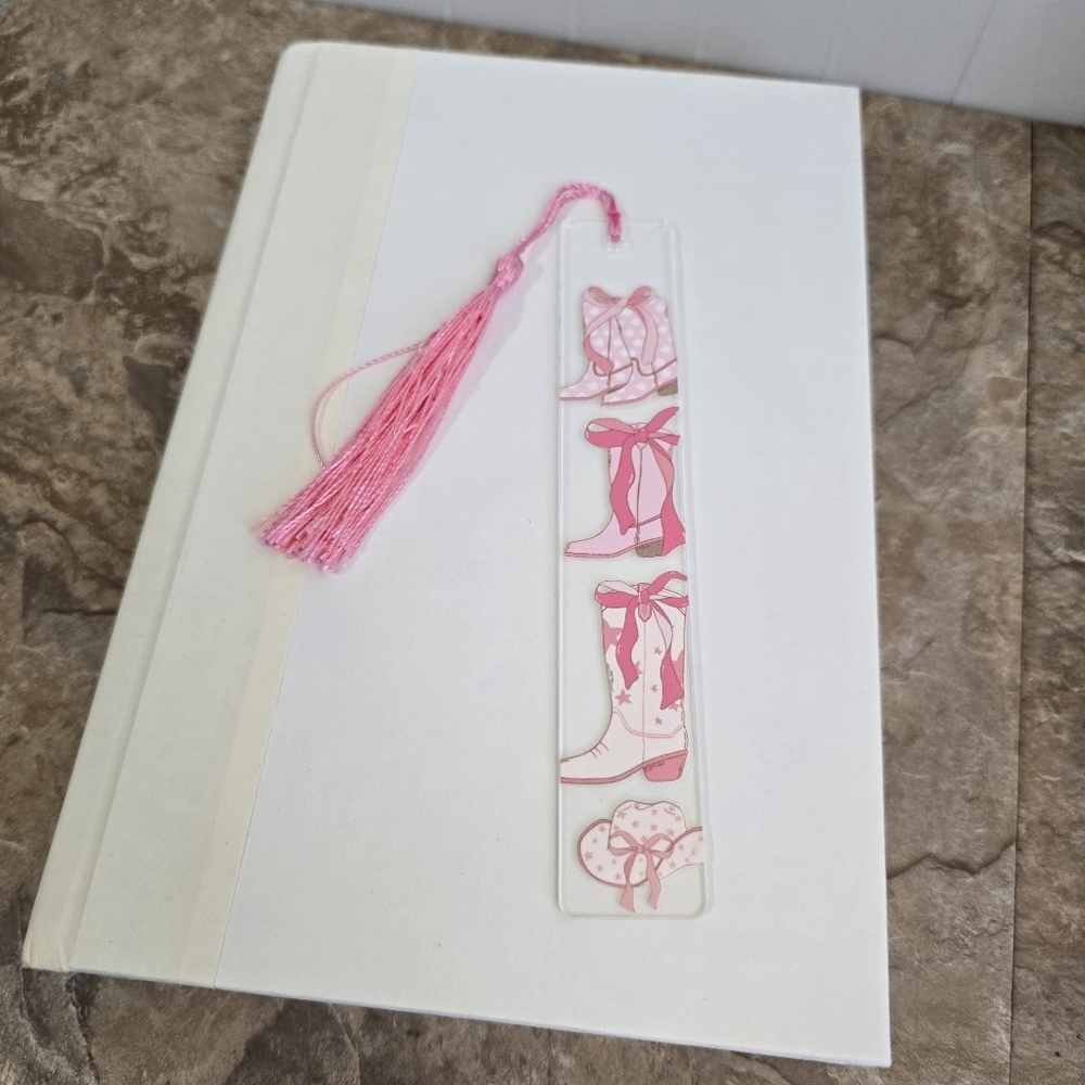 Pink Boot Bookmark with Tassel Cowgirl Western